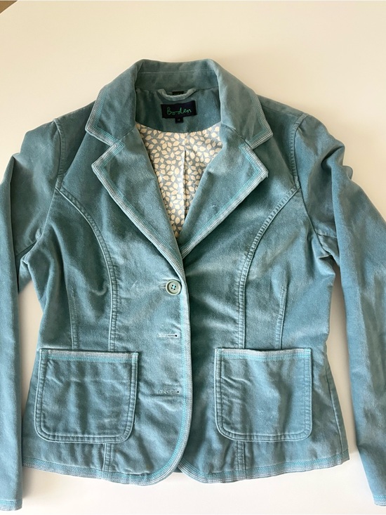 Boden Jackets & Blazers - Boden Teal Cotton velvet Women's Blazer Jacket size UK 12 US 8
